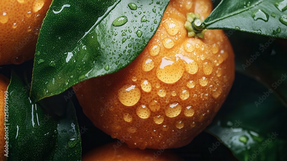 Poster a bunch of oranges with water droplets on them