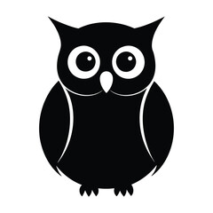 Vector silhouette illustration of an owl on a white background