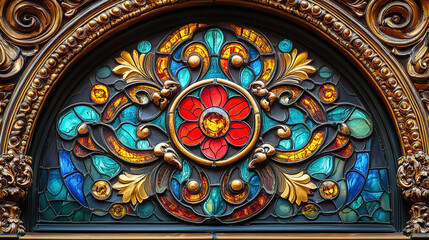 Obraz premium Opulent Stained Glass Flower