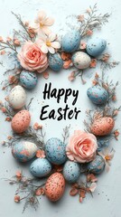 Fototapeta premium Simple and Elegant Easter Composition with Decorative Eggs and Text