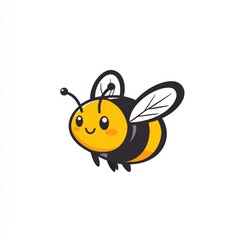Obraz premium Cute cartoon bee in flight, vector art, perfect for children's books, online advertising, or print design