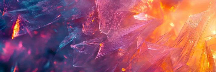 Naklejka premium Intricate patterns of abstract ice crystals shining in radiant light