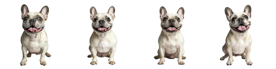 Obraz premium Cute French Bulldogs Sitting – Isolated on White