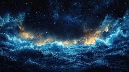 Fototapeta premium Cosmic Night Sea with Stars