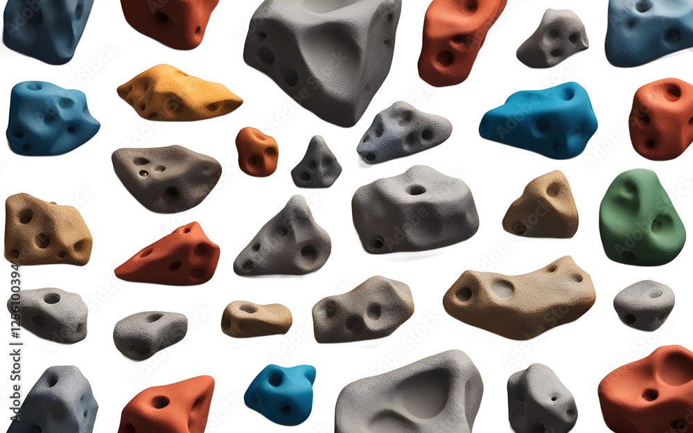 Aufkleber A set of speed climbing handholds with a rough texture, isolated on a empty plain background