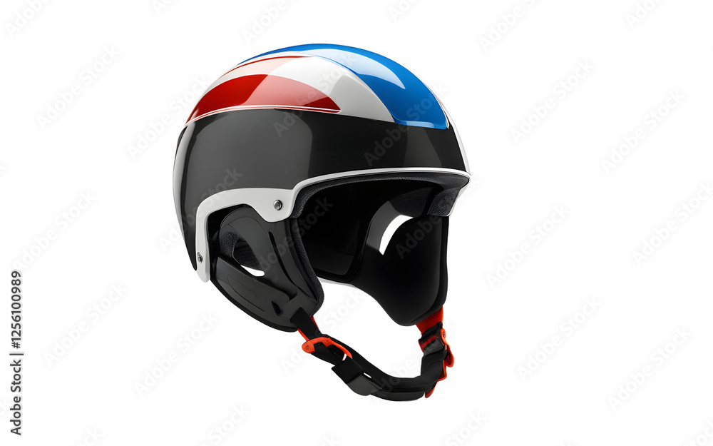 Poster a sleek, aerodynamic speed skating helmet, isolated on a empty plain background
