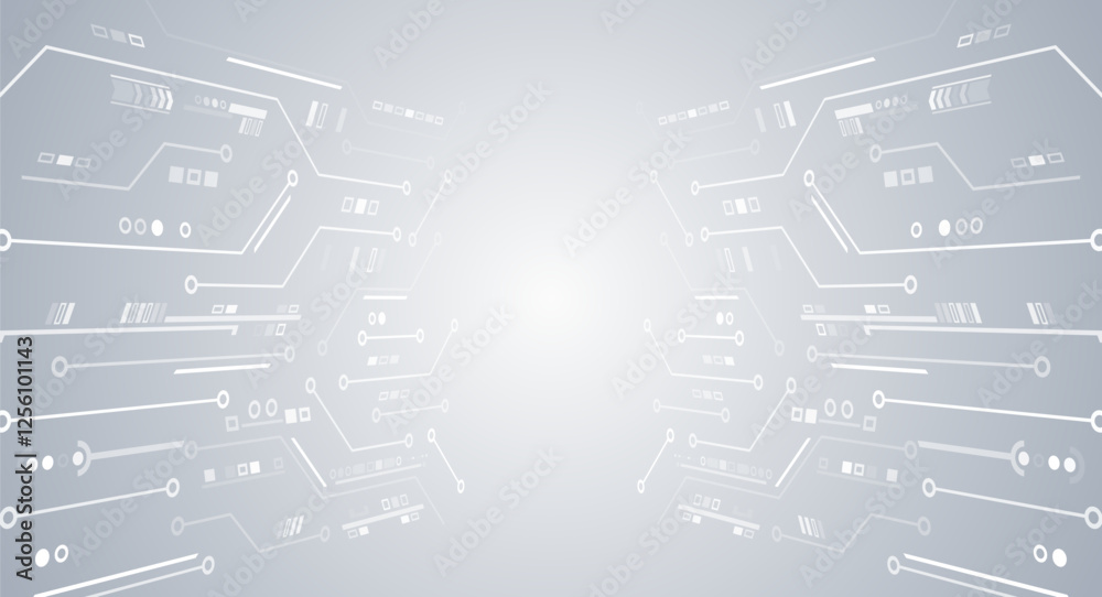 Aufkleber High computer technology design. Modern science vector presentation. Abstract circles and lines futuristic concept. Data transfer and protection, internet communication on a grey background.