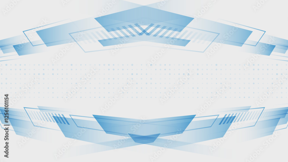 Poster Abstract white and gray horizontal design. Science, and technology background. Light pale vector background for a banner. Abstract geometric pattern of stripes and circles, for presentation.