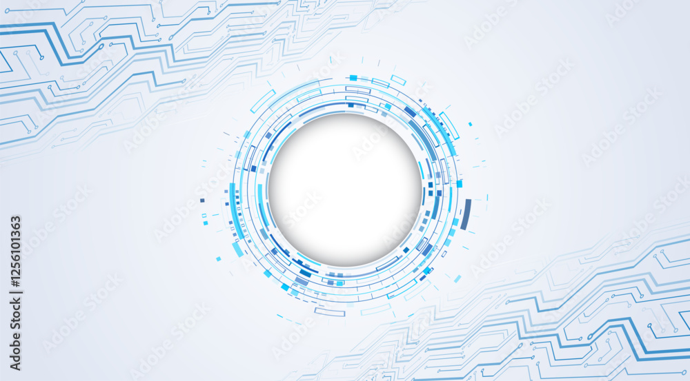 Aufkleber Hi-tech grey background with various technology elements. Vector illustration of circuit board and circles. Abstract futuristic communication.