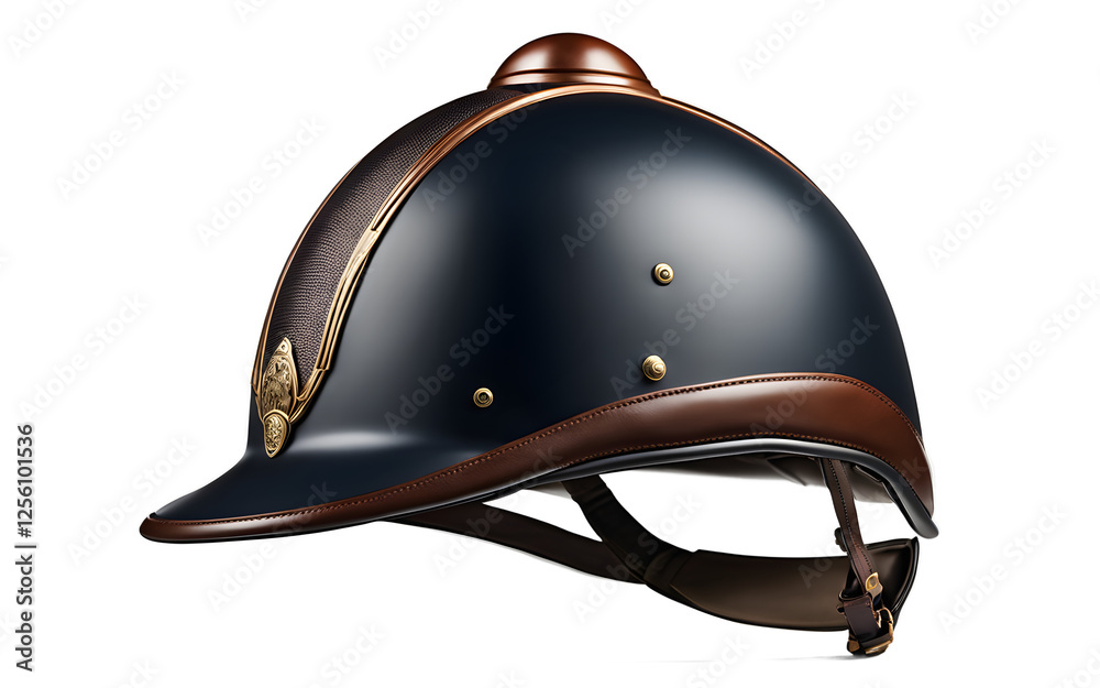 Poster A stylish horse riding helmet with a matte finish, isolated on a empty plain background