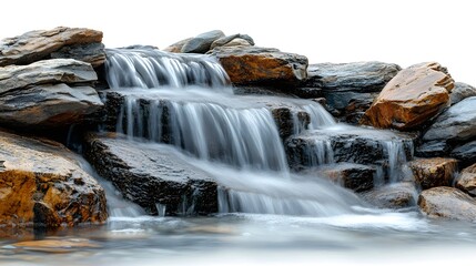 Cascading Waterfall with Crystal-Clear Water