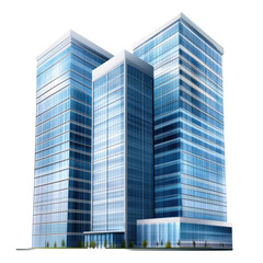 Obraz premium Tall buildings in the city, decorated with blue curtain walls and glass