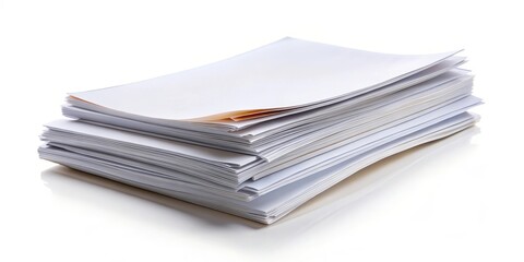 Stack of Papers on White Background