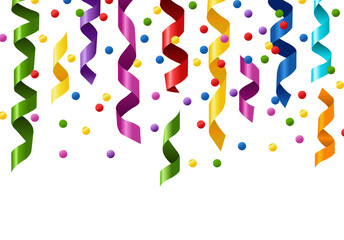 Confetti And Streamer on And White Background