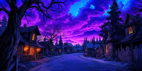 Fototapeta premium spooky haunted village