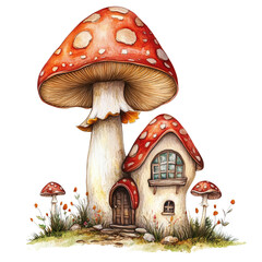 Enchanting mushroom house nestled in a whimsical garden a cozy fairytale home