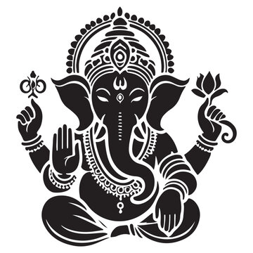 recommend clip art: Lord Ganesha Intricate Silhouette Vector Illustration for Hindu Culture
