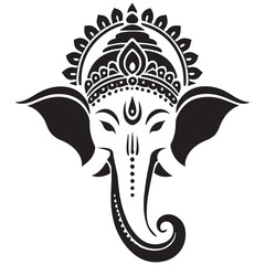 Ganesha Face Hindu God Vector Art Religious Icon Design
