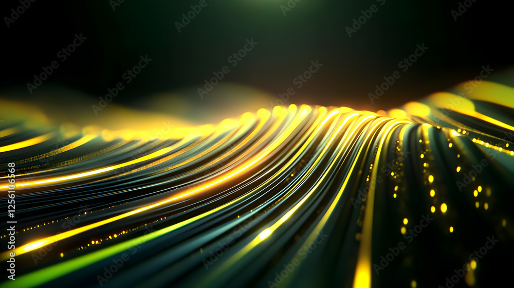 Poster abstract lines flow in a vibrant display, creating a captivating visual effect with illuminated colo