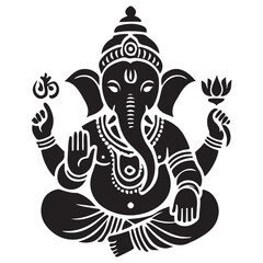 Lord Ganesha Silhouette Vector Artwork Symbol of Wisdom