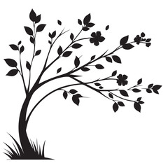 Graceful tree silhouette illustration of nature's beauty for design ideas