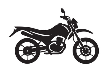 Detailed Black Silhouette Dirt Bike Vector Illustration for Off Road Adventures