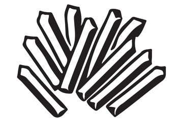 Loose French Fries Vector Illustration Fast Food Snack Design