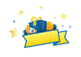 vector illustration of a gift box with baloons