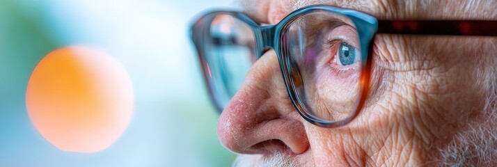 retired senior citizen with eyeglasses for corrective vision
