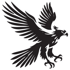 Powerful Black Silhouette Eagle Vector Illustration for Graphic Design Projects