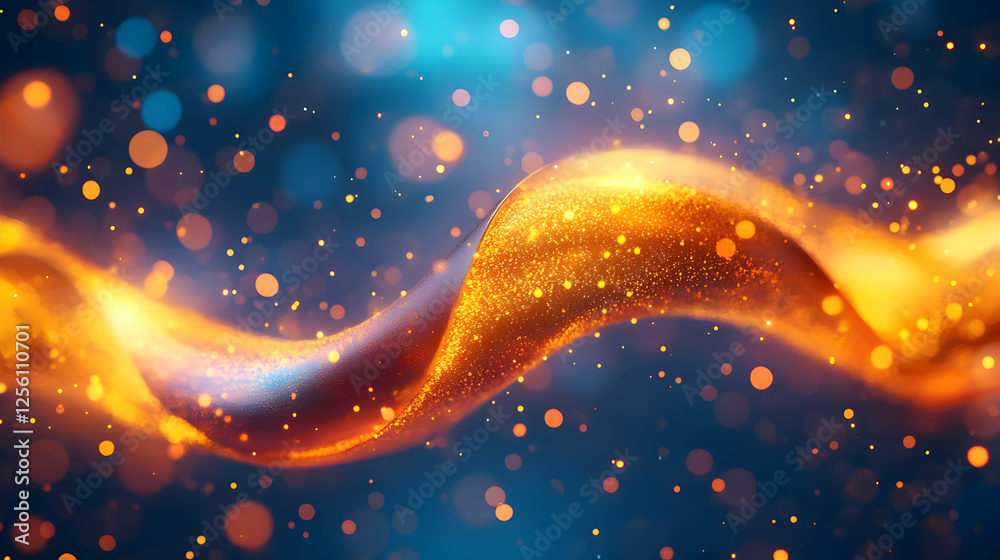 Poster a dynamic and vibrant swirl of orange light, creating an ethereal atmosphere with sparkling bokeh ag