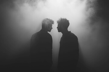 Deciet: A Shadowy Figure Whispering Into Another's Ear, Dark And Mysterious Atmosphere, Tension In The Air