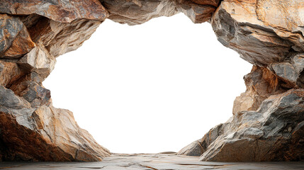 large hole in a stone cave isolated on transparent background