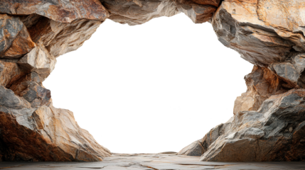 large hole in a stone cave isolated on transparent background