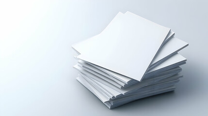 A neat stack of blank white sheets stacked on a clean surface, ideal for showcasing professionalism and creativity in documents.