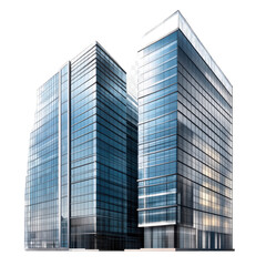 Obraz premium Tall buildings in the city, decorated with blue curtain walls and glass