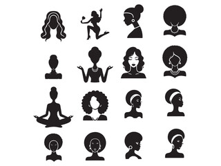 Female Head silhouette woman faces profile portraits adult female characters face silhouette.