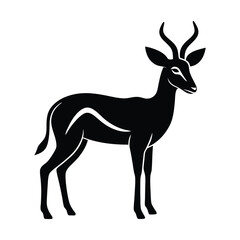 Vector silhouette illustration of an antelope on a white background