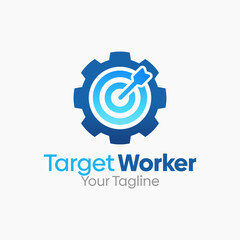 Obraz premium Target Worker Logo Design Template. Good for Business, Agency, Community and Organization