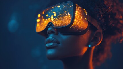 Exploring new dimensions in virtual reality with vibrant colors and sparkling effects at dusk