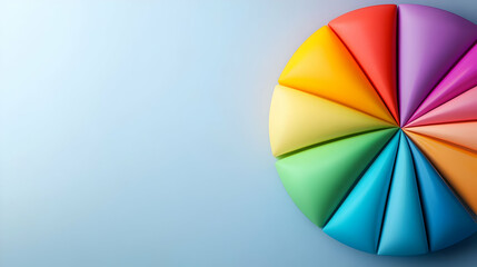 Obraz premium A vibrant color wheel made of folded paper, showcasing a beautiful spectrum of hues against a light blue background.