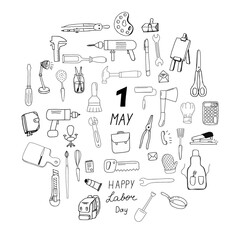 1 may labour day poster, vector illustration, Happy Labor Day banner. 1st May.