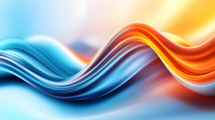 Naklejka premium A vibrant wave of colorful fluid design, blending blue and orange hues, perfect for backgrounds and artistic projects.
