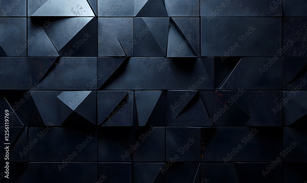 Poster abstract dark geometric background with triangular patterns and textured surface forming a dimension