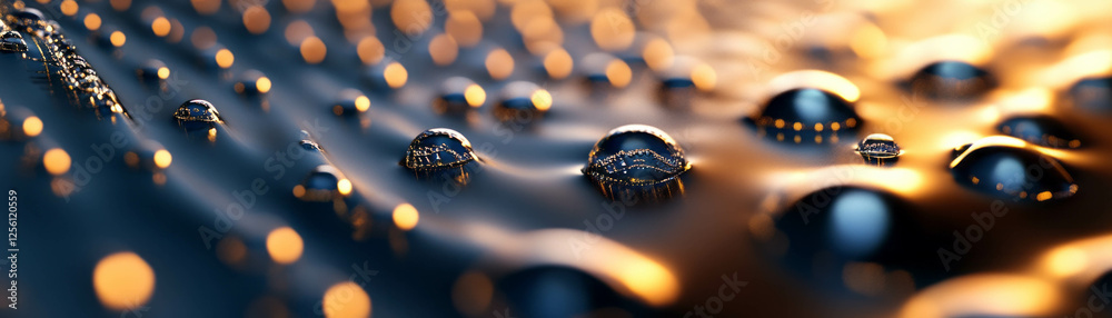 Poster droplets create a mesmerizing wave-like pattern against a bright backdrop