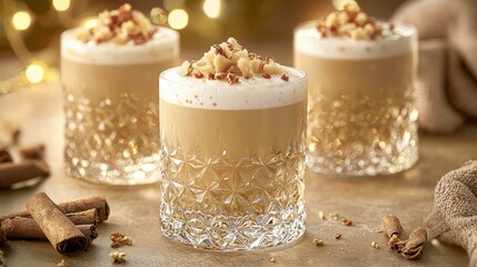 Festive creamy drink recipe cozy kitchen food warm atmosphere close-up holiday spirit
