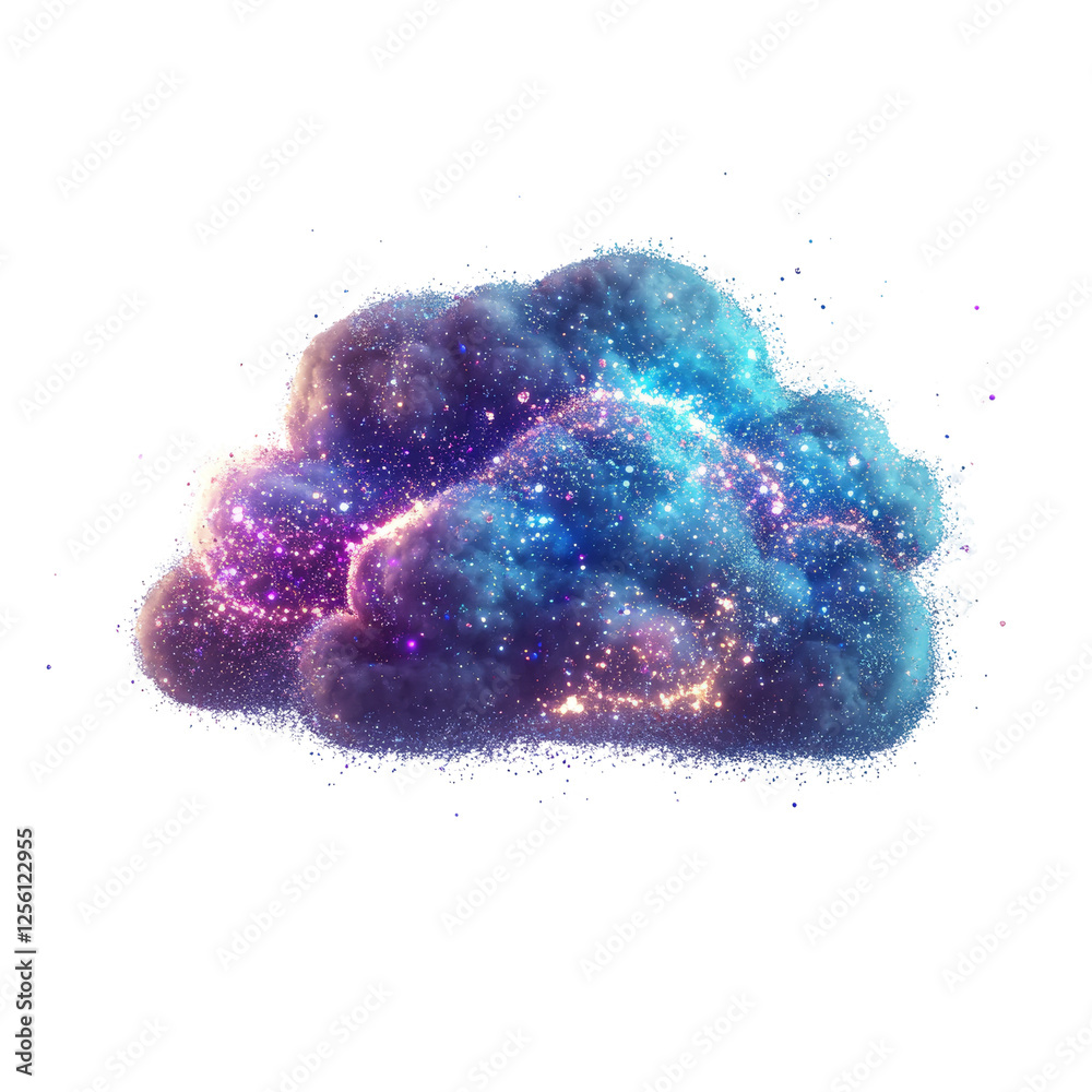 Poster celestial cloudscape, a nebula of light and sparkle against the darkness