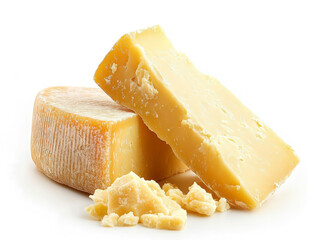 Italian Parmigiano Cheese on a white background.