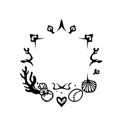 Stylized Black and White Floral Frame with a Crown Motif, Simple and Elegant.