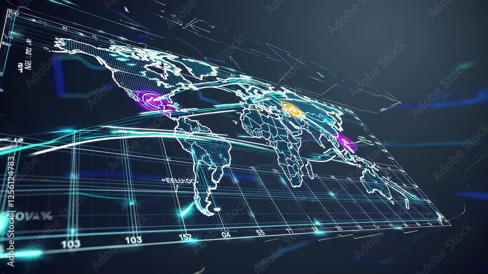 Aufkleber visual representation of global data flow with interactive digital map